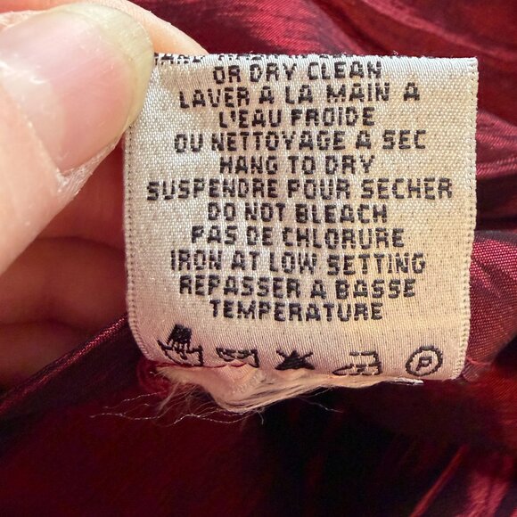 Puli Plisse Crepe Ruby Red Shirt Dress 16 Holiday Party Pockets Button-up Belted - Picture 8 of 9